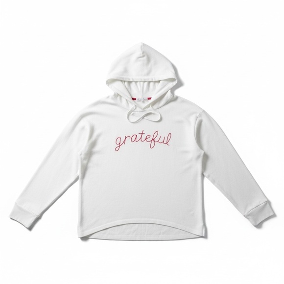 PJ Salvage Sweaters - PJ Salavage Cozy White Hoodie Grateful Print Small